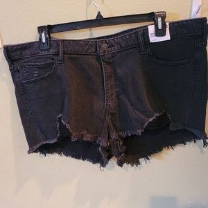 Plus size black denim shorts
